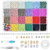Magrimaxio 3500 Pezzi 4 mm perline per braccialetti | perline lettere set con filo elastico, Forbice, Pinzetta, Scatola Portaoggetti a Scomparti, Per creazione gioielli fai-da-te