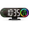 ORIA Sveglia Specchio LED 8.5 Pollici Doppia Allarme | Display Data/Giorno/Settimana/Temperatura/Umidità, Luce Notturna 16 Colori, Luminosità Regolabile, Snooze