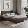 Vida Designs Victoria Letto Matrimoniale, 4 Ft6 Struttura Letto Imbottito Testiera Mobili per Camera da Letto, Lino Grigio Scuro