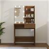 Rantry Toeletta con LED Rovere Marrone 74,5x40x141 cm, Toeletta con Specchio, Postazione Trucco, Toletta da Tucco con Specchio, Consolle Trucco con Specchiera, Postazione Make-up