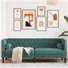 Rantry Arredo Divano Chesterfield con Rinforzi 3 Posti Verde Scuro in Velluto, Mobilia Divano Letto Sofà Soggiorno Divanoletto, Divani per Esterno da Giardino, Divano Giardino Salotto