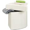 Relaxdays Pouf Imbottito con Contenitore Pieghevole,Triangolare, Moderno, finta pelle, Bianco, HxLxP: 38 x 38 x 38 cm