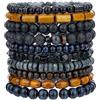 GAUEIOUR Braccialetto con perline in legno per uomini e donne boho impilabili braccialetti dell'amicizia retrò colorati perline in legno vulcanico rock braccialetto elasticizzato set da uomo etnico