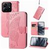 JIUNINE Custodia Protettiva per Redmi Note 14 5G / Poco M7 Pro 5G, Cover Libro PU Pelle Antiurto Portafoglio con Design Farfalle 3D, Slot per Carte, Chiusura Magnetica, Rosa