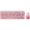 Perixx PERIDUO-802PK Combo Mini Tastiera e Mouse Bluetooth - Copritasti Rotondi Retrò - Rosa Pastello - Layout Italiano QWERTY