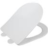 Wenko Sedile WC Galati, sedile WC piatto a forma di D con meccanismo di chiusura ammortizzata, in duroplast, fissaggio con Fix-Clip, bianco opaco