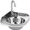 SUFAPRE Lavabo Angolare in Acciaio Inox, Triangolare, A Parete, 26x26 cm, Per Bagno, Wc, Garage, Camping-Car, Barca