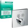 hansgrohe ShowerSelect - Miscelatore termostatico incasso, Rubinetto termostatico con blocco di sicurezza (SafetyStop) a 40° C, Termostato , 2 utenze, cromo, 15763000