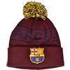 Hy-PRO Berretto con Pompon per l'inverno con Licenza Ufficiale Barcellona, con Design Tradizionale con Pompon, per Uomo e Donna, Rosso con Logo e Scritta