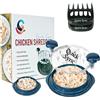 Quick Sync Trituratore per pollo, con base antiscivolo, coperchio trasparente, resistente al calore, manico ergonomico, senza BPA, 25 cm, colore: blu
