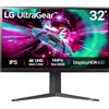 LG Monitor da gioco UltraGear 4K 32GR93U, 31,5, 4K, 144Hz, 1ms GtG, display IPS, HDR 10, compatibile con NVIDIA G-Sync e AMD FreeSync, risparmio energetico intelligente, Displayport, HDMI