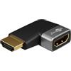 goobay Adattatore angolare 90° orizzontale/connettore angolare 8K @ 60 Hz e 4K @ 120 Hz HDMI maschio a HDMI femmina 48 Gbits prolunga adattatore/HDR, ARC, placcato oro, 72010