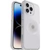 OtterBox Custodia Trasparente per iPhone 14 PRO (Solo) Otter + Pop Symmetry Series - Stardust Pop (Trasparente/Glitter), PopSocket integrati PopGrip, Sottile, Tascabile, Bordi rialzati proteggono