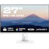 JapanNext Monitor Bianco 27 IPS 4K UHD (3840x2160) HDR | Ricarica tramite USB-C (65W) Altezza e inclinazione regolabili (HSP) Altoparlanti G-Sync/FreeSync | Garanzia 2 anni | JN-IPS27UHDR-C65W-HSP-W