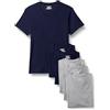 Amazon Essentials Maglietta Intima con Scollo A V, Traspirante, in Cotone Uomo, Pacco da 6, Blu Marino/Grigio Medio Puntinato, L