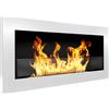 Divina Fire Camino a bioetanolo da parete o incasso Livorno 90x12x40 con vetro Bianco