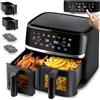 Berdsen Friggitrice ad aria calda XXL da 10,2 l, doppia camera - Airfryer con 2 finestre e touch screen - 1700 W - 8 programmi - lavabile in lavastoviglie