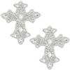 SUPERFINDINGS 2 Pezzi di Toppe Piatte in Cristallo Argento con Applicazioni A Croce in Strass, Ideali per Cucire e Decorare Fai da Te con Cinture Scintillanti, Perfetti per Scrapbooking, Borse