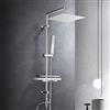 Görbach Colonna Doccia Acciaio Inox senza Miscelatore, Colonna Doccia idromassaggio con Asta Doccia Regolabili e Mensola, Set Doccia a Pioggia con Soffione 25×25 cm Cromo