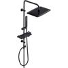 Görbach Colonna Doccia Acciaio Inox senza Miscelatore, Colonna Doccia idromassaggio con Asta Doccia Regolabili e Mensola, Set Doccia a Pioggia con Soffione 35×25 cm Nero