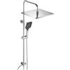 JOHO Colonna Doccia Acciaio Inox Fori Muro Regolabili, Asta Doccia Saliscendi con Doccetta e Soffione, Set Doccia a Pioggia senza Miscelatore, 30x30 cm Cromo