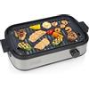 Princess Table Chef Grill da tavolo Purify, griglia elettrica senza fumo con sistema di filtraggio dell'aria, termostato regolabile, strato in ceramica senza PFAS, superficie di cottura 35 x 21 cm