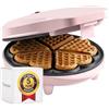 Bestron Waffle Maker, piastra per waffle a forma di cuore, macchina per waffle con antiaderente & indicatoro luminso, collezione Sweet Dreams, 700 watt, colore: Rosa