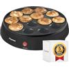 Bestron macchina per poffertjes dal design retrò, mini crepes, specialità olandese, macchina per pancake con rivestimento antiaderente e spia luminosa, collezione Sweet Dreams, colore: nero