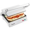Bestron - Griglia elettrica a contatto con vassoio di raccolta, sandwich maker con manico cool touch e apertura a 180°, con rivestimento antiaderente, modello per principianti, APM124W, colore: bianco