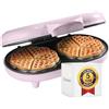 Bestron Waffle Maker, piastra per waffle doppio a forma di cuore, macchina per waffle con antiaderente & indicatoro luminso, collezione Sweet Dreams, 700 watt, colore: rosa