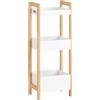 SoBuy Mobiletto Bagno Salvaspazio con 3 Ripiani Robusti - Mensole per Bagno Stretto, Armadietto in MDF fino a 30kg bianco/rovere per piccoli bagni 28x20x74cm FRG226-WN