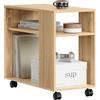 SoBuy Tavolino con ruote e 2 ripiani 70x35x60 cm Naturale