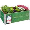 Garronda Orto Rialzato da Esterno con Stampa - Cassoni Orto Decorativi, Aiuola Rialzata in Legno 120x80x20 cm per Piante, Fiori, Erbe, Frutta e Verdura GD-0075 (Foglia con sfondo, 2 pz)