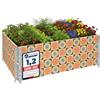 Garronda Orto Rialzato da Esterno con Stampa - Cassoni Orto Decorativi, Aiuola Rialzata in Legno 120x80x20 cm per Piante, Fiori, Erbe, Frutta e Verdura GD-0075 (Fiori con sfondo, 2 pz)