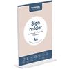 EUROPEL Porta Menu A6 da Tavolo in Acrilico Trasparente. Supporto a T Formato A6 Verticale. Espositore per Menu, Cartelli e Informazioni. Base Argento. Modello 350055