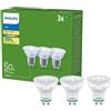 PHILIPS LED Faretto Classe A Ultra Efficiente, 3 Pezzi, 50W, GU10, Luce Bianca Calda