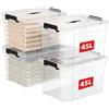 Cetomo 45L*4 Scatole di Stoccaggio in Plastica, Scatole Portaoggetti con Coperchio, Organizzatore con Manico, Contenitori per Casa e Ufficio, Impilabile, Resistente, Trasparente, 45L - Confezione da 4