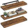 VASAGLE Set di 3 Mensole da Muro, 80 x 20 x 3,8 cm | Libreria Sospesa, Staffa a Scomparsa, Marrone Vintage, Mensole da Cucina, Collezione CUSTOS