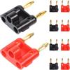 OSOLADY Connettori 4mm Audio 10 Pezzi Oro Banana Placcati e Resistente Doppio Spinotto Cablaggio Rapido in Metallo e Plastico per Altoparlanti