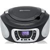 Roadstar CDR-365U/SL Radio Lettore CD Digitale FM PLL Portatile, Lettore CD Boombox, CD-R, CD-RW, CD-MP3, Porta USB, Stereo, AUX-IN, Uscita cuffie, Nero/Argento