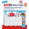 tesa Ganci per Tende Powerstrips VARIO - Confezione da 4 - Bianco | Ganci Autoadesivi per il Fissaggio di Aste per Tende - Capacità Massima 1 kg