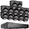 ANNKE Sistema di Sicurezza 3K Lite con DVR 16 Canali, 12x Telecamere 1920TVL 2MP con Visione Notturna a Colori, Kit CCTV 1080p per Esterni con Rilevamento Persone/Veicoli IA, Senza Disco Rigido