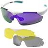 SUNUP Set occhiali da sole sportivi Magnet Matt White, Full Revo Purpl