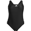 adidas Donna 3 Stripes C-Back Swimsuit (Plus Size) Swimwear, Black/White, 3XL Plus