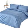 HOMESCAPES Biancheria da letto con 1000 fili, blu cielo, 135 x 200 cm