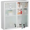Relaxdays Armadietto farmaceutico Relaxdays, 2 ante, con serratura, 3 scomparti, L x P x A 53 x 52,5 x 15,5 cm, medicinali, armadietto farmaceutico da appendere, bianco