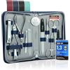 Flipfeld GmbH marQus Solingen set per manicure e pedicure - 12 pezzi in astuccio in vera pelle pratico e morbido - kit completo di tutto per la cura delle mani e dei piedi, set per unghie