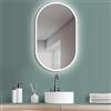 PonteSino HOKO Specchio ovale a LED con cornice in metallo 45x75 cm Bianco caldo e bianco freddo Bagno e corridoio Sensore tattile e funzione memoria