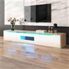 OEM Supporto TV, supporto TV lucido, compatibile con finiture bianche lucide e in legno, con illuminazione LED a colori variabili, colore bianco