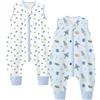 Teechodina Sacco nanna con piedi, 1,5 Tog, 100% cotone, per bambini, tutto l'anno, con gambe, per ragazzi e ragazze